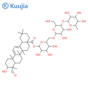 Oleana-9(11),12-dien-28-oicacid, 3-hydroxy-23-oxo-, O-6-deoxy-a-L-mannopyranosyl-(1®4)-O-b-D-glucopyranosyl-(1®6)-b-D-glucopyranosyl ester, (3a,4a)- (9CI) structure